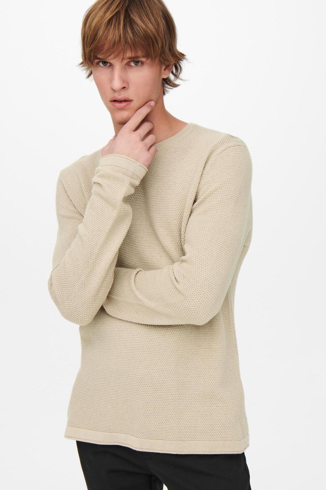 ONSPANTER LIFE 12 STRUC CREW KNIT N 22016980 Silver Lining